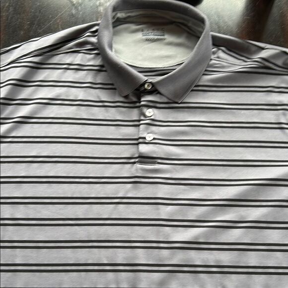 Basic edition, big and tall gray and black stripe button collared golf shirt 4XL - Picture 1 of 5